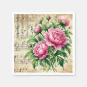 Vintage Rosa und grüne Aquarellbäume Serviette (Vorderseite)