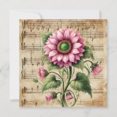 Vintage Rosa- und grüne Sonnenblumenschmiede Einladung (Vorderseite)