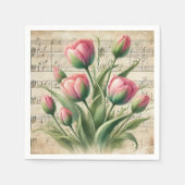 Vintage Rosa- und Grüntücher - Decoupage Music Serviette (Vorderseite)
