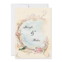 Vintage Rosa und Robin Hochzeitseinladung