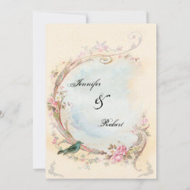 Vintage Rosa und Robin Hochzeitseinladung Einladung