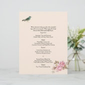 Vintage Rosa und Robin Wedding Menu (Stehend Vorderseite)