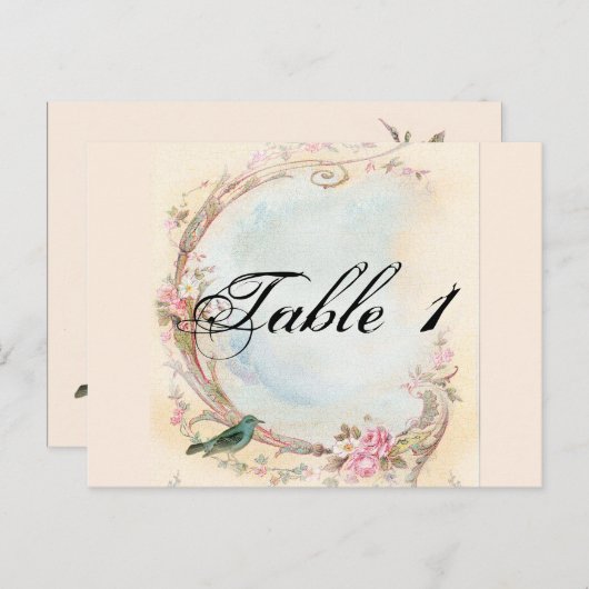 Vintage Rosa und Robin Wedding Tischnummer (Vorne/Hinten)