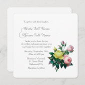 Vintage Rosa- und Rosenhochzeit Einladung (Vorne/Hinten)