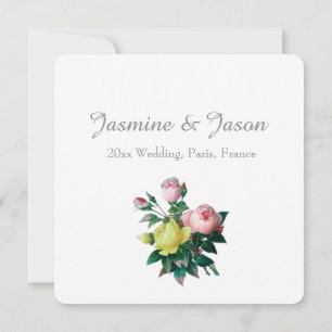 Vintage Rosa- und Rosenhochzeit Einladung