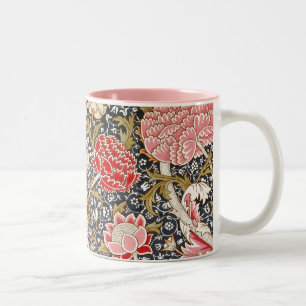 Vintage Rosa und Rote Blume von William Morris Zweifarbige Tasse