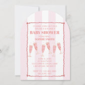 Vintage Rosa- und Rotwellbrasse Kinderdusche Einladung (Vorderseite)