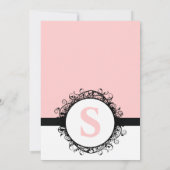 Vintage Rosa- und Schwarz-Monogramm-Hochzeit oder Einladung (Rückseite)