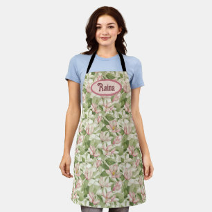 Vintage Rosa und Weiße Magnolien Personalisiert Schürze