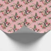 Vintage rosa Vogelkunst Geschenkpapier (Ecke)