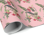Vintage rosa Vogelkunst Geschenkpapier (Rolleneckpunkt)