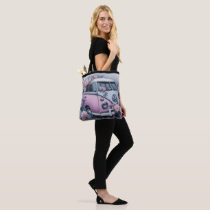 Vintage rosa VW-Bus Tasche