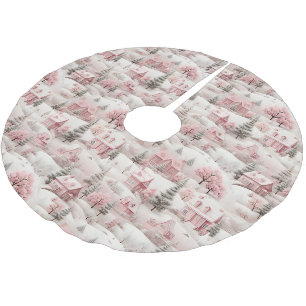 Vintage-Rosa-Weihnachten Polyester Weihnachtsbaumdecke