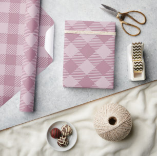 Vintage-Rosa-Weihnachts-Gingham-Muster Geschenkpapier