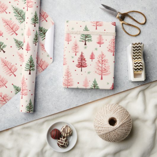 Vintage-Rosa-Weihnachtsbaum Geschenkpapier (Kunsthandwerk)
