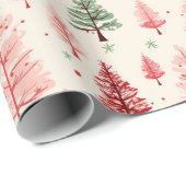 Vintage-Rosa-Weihnachtsbaum Geschenkpapier (Rolleneckpunkt)
