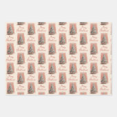 Vintage-Rosa Weihnachtsbaum Geschenkpapier Set (Vorderseite)