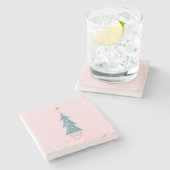 Vintage Rosa Weihnachtsbaum-Keramik Steinuntersetzer (Seitenansicht)