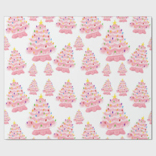 Vintage rosa Weihnachtsbaum nostalgisch Geschenkpapier