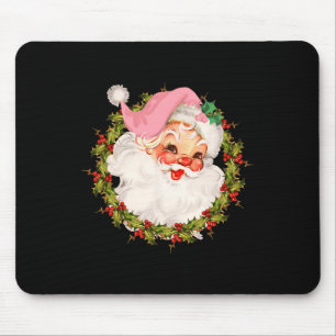 Vintage rosa Weihnachtsmann Frohe Weihnachten Pyja Mousepad