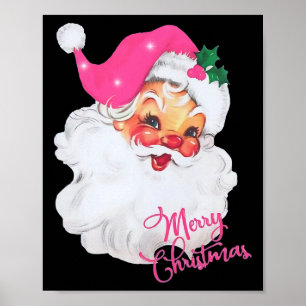 Vintage rosa Weihnachtsmann Frohe Weihnachten Pyja Poster
