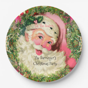Vintage-Rosa Weihnachtsmann für Weihnachten Pappteller