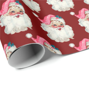 Vintage rosa Weihnachtsmann-Gesicht Weihnachtsgesc Geschenkpapier