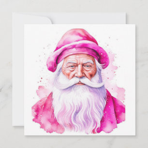 Vintage Rosa Weihnachtsmann Retro Personalisiertes Mitteilungskarte