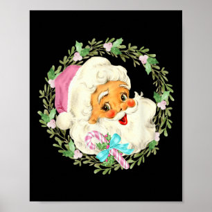 Vintage Rosa Weihnachtsmann Rosa Weihnachtsdesign Poster