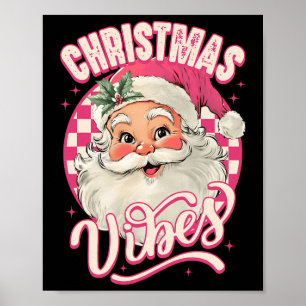 Vintage Rosa Weihnachtsmann Rosa Weihnachtsstimmun Poster