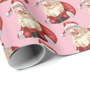 Vintage-Rosa-Weihnachtsmann-Weihnachtsverpackungsp Geschenkpapier