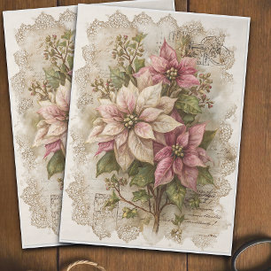 Vintage rosa Weihnachtsstern Weihnachten Decoupage Seidenpapier