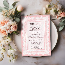 Vintage Rosa Weiß Spitze Brautparty-Brunch-Einladu Einladung