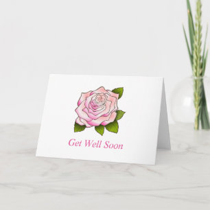 Vintage-Rosa-Zeichnung Karte zur baldigen Genesung