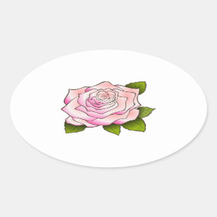 Vintage-Rosa-Zeichnung ovaler Aufkleber
