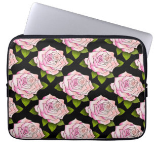 Vintage-Rosa-Zeichnung schwarze Laptop-Hüllen Laptopschutzhülle