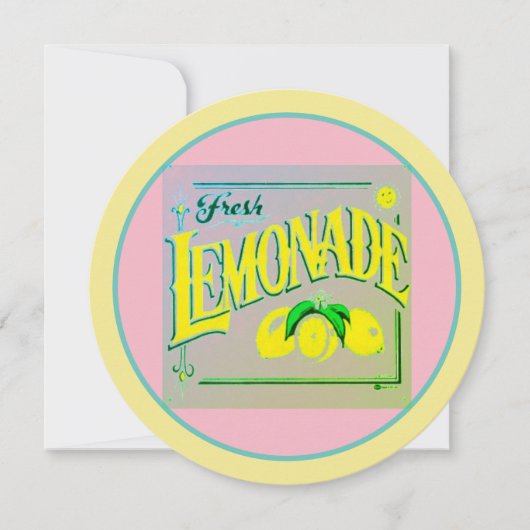 Vintage rosa Zitronenpresse Zitronenfrucht Sommer Einladung (Vorderseite)