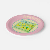 Vintage rosa Zitronenpresse Zitronenfrucht Sommer Pappteller (Schrägansicht)