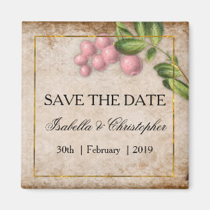 Vintage rosafarbene Beeren Hochzeit - Termin vorme Magnet