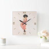 Vintage rosafarbene Kokette drucken Quadratische Wanduhr (Zuhause)