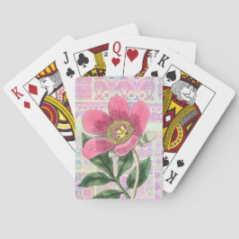 Vintage rosafarbene Mohnkarten Spielkarten