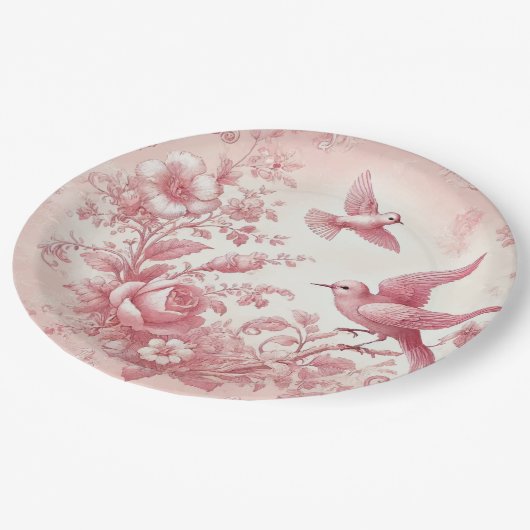 Vintage rosafarbene Teller (Schrägansicht)