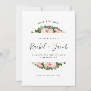 Vintage rosafarbenes Blumen-Hochzeit 'Save the Dat Save The Date