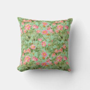Vintage-Rosakissen in Mint-Aqua Kissen