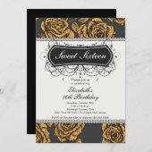 Vintage Rose 16 . Geburtstag Geburtstag Einladung (Vorne/Hinten)