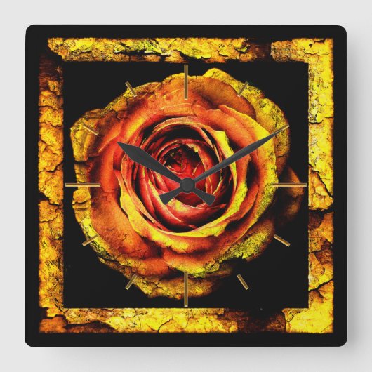 Vintage Rose 1 Wanduhren und Zahlenoptionen (Vorderseite)