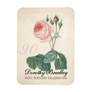 Vintage Rose 90. Geburtstagsfeier - Magnet