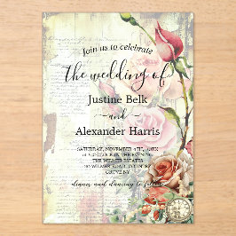 Vintage Rose Acryleinladungen