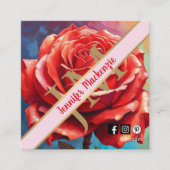 Vintage Rose AI Blumendesign Quadratische Visitenkarte (Vorderseite)