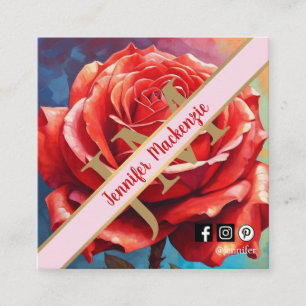 Vintage Rose AI Blumendesign Quadratische Visitenkarte